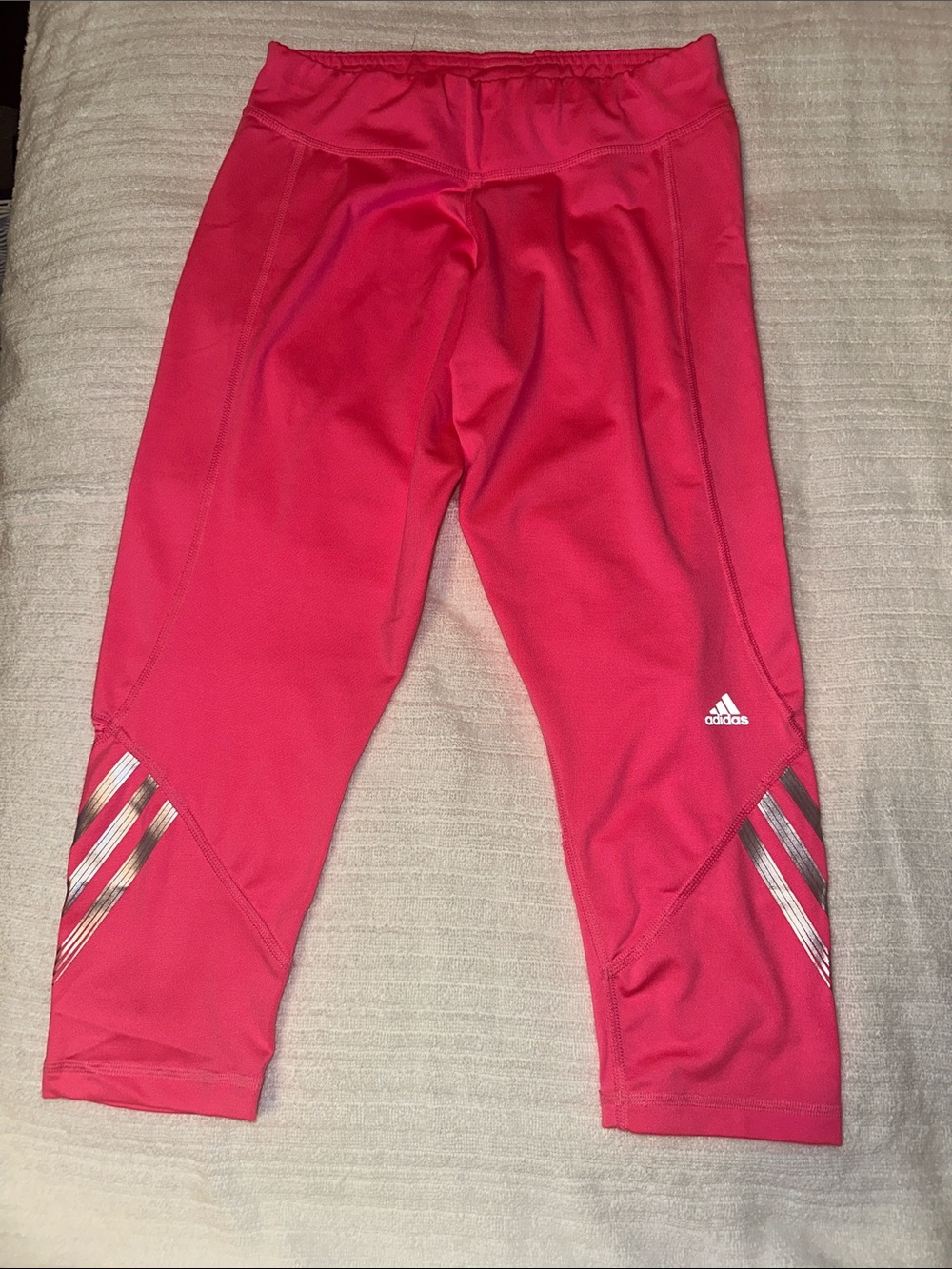 adidas Bright Pink Women Capri Athletic Leggings